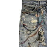 Trompe l'Oeil keychain charm 1981 printed baggy Jeans