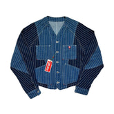 Patchwork striped denim jacket