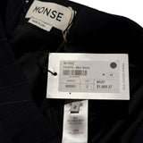 Asymmetric pinstripe deconstructed mini skirt