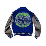 Embroidered world varsity blouson bomber