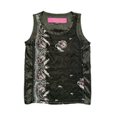 Silk embroidered tank