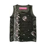 Silk embroidered tank