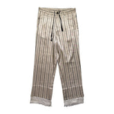 Striped silk/linen ecru trouser