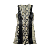 Leather python paneled dress