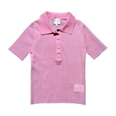 Semi Sheer ribbed stretch polo