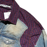 Hybrid trompe loeil plaid denim jacket