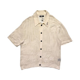 Cashmere crochet mesh button down
