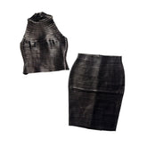 1999 massai leather top and skirt set