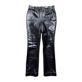 Metallic coated genuine leather pant