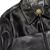 Vintage pony hair panel genuine leather jacket