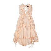 SS19 draped silk blend lace tie dress
