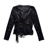 Fringe tassle leather jacket