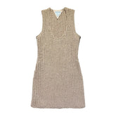 Hand knit leather midi dress