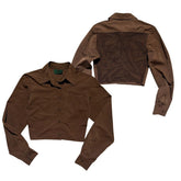 Mesh back cropped button down