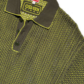 Open knit mesh polo shirt