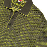 Open knit mesh polo shirt