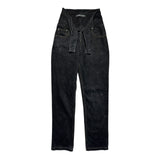 Waist tie v cut denim