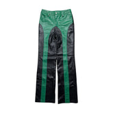 Genuine leather paneled pant