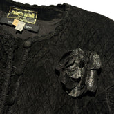 Black label leather floral appliqué jacket