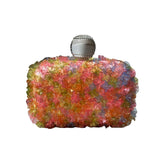 Cloud transparent flowers satin clutch