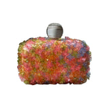 Cloud transparent flowers satin clutch