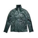 Bonded metal spine Humanoid staple seam leather jacket