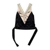 Satin lace paneled blouse