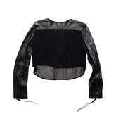 Sheer back woven leather sleeve jacket