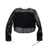 Sheer back woven leather sleeve jacket