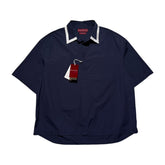 Contrast collar oversized bowling shirt