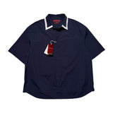 Contrast collar oversized bowling shirt