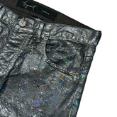 Limited Paint crackled metallic denim