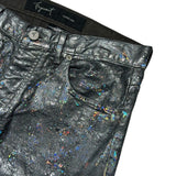 Limited Paint crackled metallic denim