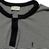 Striped button collarless polo