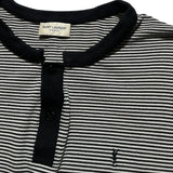 Striped button collarless polo