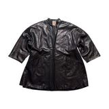 Leather one clasp cape jacket
