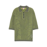 Open knit mesh polo shirt