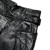 Leather patchwork deconstructed pant