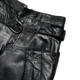 Leather patchwork deconstructed pant