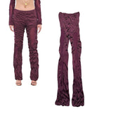 Wet look knit stretch trousers