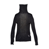 Sheer Mesh stretch ribbed turtleneck