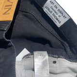 Leather paneled denim