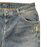 Chiffon ruffled flared jeans