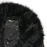 Fur detailed zip leather jacket