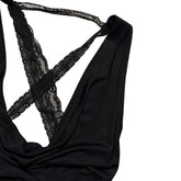 Plunge neck back lace cut out top