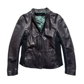 Paneled stretch leather jacket