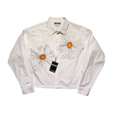 Floral graphic cropped button down