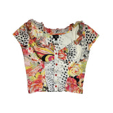 2004 graphic floral set top + skirt