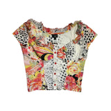 2004 graphic floral set top + skirt