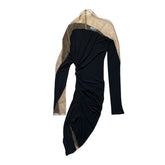 Sheer panel stretch runched dress